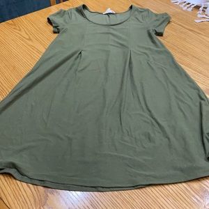 Pink Rose shift Dress Green Olive